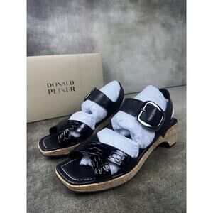 Donald Pliner Rolli66 Black Crocco Patent Sandals Women’s 10